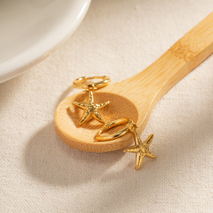 Kadınlar veya kızlar için moda takı paslanmaz çelik denizyıldızı okyanus serisi Hoop küpe - Product Image 4