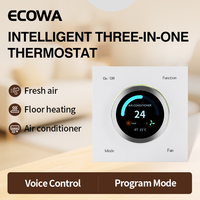 Termostato Cuadrado 3 en 1 TUYA Zigbee WiFi para Aire Acondicionado Central, Calefacción por Suelo Radiante y Aire Fresco, con Perilla Giratoria y Pantalla a Color