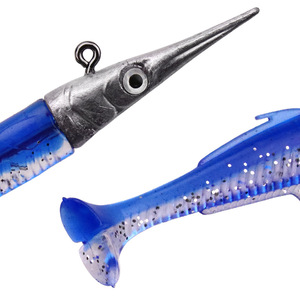 Señuelos de Pesca WEIHE de 11 cm y 40 g con Cabeza de Plomo + 3 Señuelos Suaves con Cola en T, Buena Acción, Swimbait para Pesca de Lubina - Product Image 5