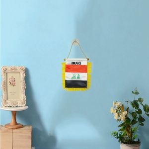 ธงสามเหลี่ยมอิรักพิมพ์ลายดิจิทัลบนผ้าโพลีเอสเตอร์และพลาสติกสำหรับติดกระจกมองหลังรถยนต์และตกแต่งบ้าน - Product Image 2