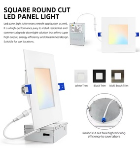 Plafonnier encastré intelligent ultra-plat de 4 pouces 8W, étanche, ETL, 5CCT sélectionnables, petit panneau lumineux LED - Product Image 6