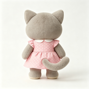 Adorable Peluche de Gato Gris, Juguete de Peluche Suave y Esponjoso, Muñeco de Gato con Vestido de Volantes y Puntos, Hermosos Regalos, Precioso Peluche de Gato - Product Image 6