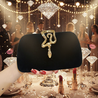 Pochette de soirée élégante en velours 2026 pour femme avec fermoir serpent, sacs à main formels, sac rigide avec chaîne d'épaule