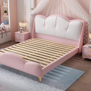 Cama de princesa de dibujos animados de lujo ligera <span class=keywords><strong>para</strong></span> niños, dormitorio moderno de 1,5 m/1,8 m <span class=keywords><strong>para</strong></span> <span class=keywords><strong>adolescentes</strong></span>, niños y <span class=keywords><strong>niñas</strong></span>, marco de madera, cuero cómodo - Product Image 5