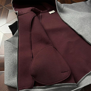 Sudadera con capucha corta estilo americano para hombre, primavera-otoño, 350g, peso pesado, corte holgado, rojo <span class=keywords><strong>imperial</strong></span> liso - Product Image 4