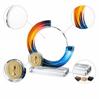 Trophée personnalisé en cristal, anneau dégradé rond, gravure, compétition, champion, anniversaire d'employé, vente en gros