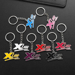 定制钥匙扣锌合金金属镀银心形定制金属钥匙扣带黑白格纹珐琅图案 - Product Image 6