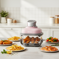 267151 Système de cuisson portable 4-en-1 sans huile avec friteuse à air en verre, friteuse à air en verre borosilicate haute résistance visible, non toxique, nouveau modèle 2026