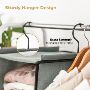 3-Shelf Collapsible Hanging Closet Organizer Space-Saving Fabric Storage for Clothes and <b>Shoes</b> - Product Image 3