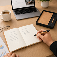 Carnet de notes A5 personnalisé en liège à couverture rigide, pages lignées, avec stylo assorti, coffret cadeau, fournisseur en gros OEM ODM pour bureau et entreprise, cadeaux