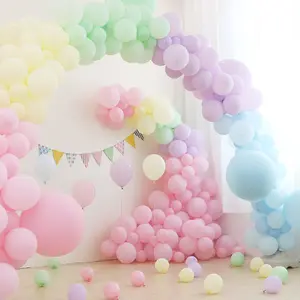 100 Buah Balon Karet Bulat Warna Macaron 10 Inci Balon Macaron Lateks Warna-warni Pastel Pesta