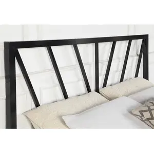 Moderne hochwertige schwarze Farbe Metall möbel Bett plattform Schmiedeeisen Metall Bett rahmen