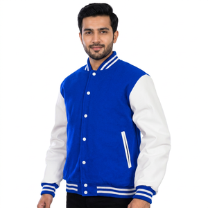 <b>Jacket</b> for <b>Man</b> <b>Men's</b> Varsity <b>Jacket</b> Blue Real <b>White</b> Leather Sleeves Baseball College Bomber Letterman <b>Jacket</b> - Product Image 1