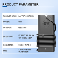 Chargeur USB-C 65W pour Dell Lenovo HP Chargeur d'ordinateur portable de type C 65W avec charge rapide Protection 5 fois plus élevée Qualité supérieure pleine puissance