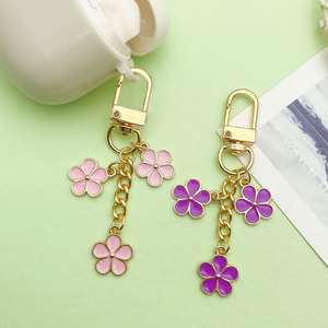 Dễ Thương Đầy Màu Sắc Hợp Kim Hoa Móc Khóa Thời Trang Kim Loại Vòng Chìa Khóa Với Tai Nghe Ly Túi Mặt Dây Phụ Kiện - Product Image 3