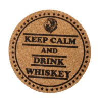 Sous-verre rond personnalisable en liège écologique avec impression de logo pour boissons – Gardez votre calme et buvez du whisky – Sous-verre de bar pour bière
