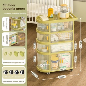Carrito plegable para bebé, estantes con ruedas, carrito <span class=keywords><strong>auxiliar</strong></span> móvil para bebé, suministros multicapa, organizador de estantes de almacenamiento de artículos diversos para aperitivos - Product Image 3