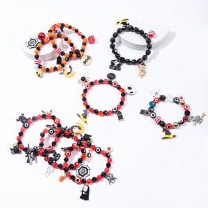 Nouveau drôle citrouille mauvais yeux Chaem Bracelet Multi couleur perles de cristal araignée citrouille Bracelet Halloween Bracelet à breloques - Product Image 2