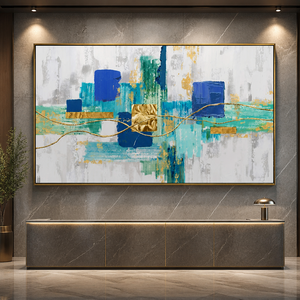 Dipinto a Olio Astratto Moderno di Lusso con Foglia d'Oro, 100% Fatto a Mano, <span class=keywords><strong>Arte</strong></span> Murale su Tela con Texture 3D per Hotel e Uffici - Product Image 2