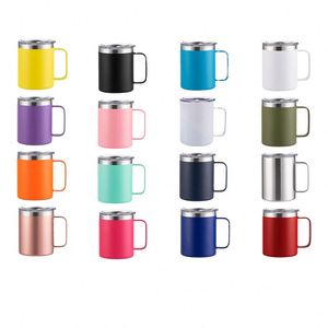 Mug isotherme en acier inoxydable 304 avec poignée thermolaquée, 12/14 oz, pour café chaud ou froid, idéal pour le bureau - Product Image 1