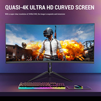 Moniteur incurvé Gebogener 34 VA, écran ultra-large 3440x1440 UWQHD, 21:9, écran incurvé pour PC, ordinateur portable, poste de travail