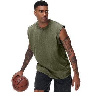 Mens Cotton Sleeveless Tank <b>Top</b> Plain Dyed Breathable Loose Fit Gym Beach Wear - Product Image 2