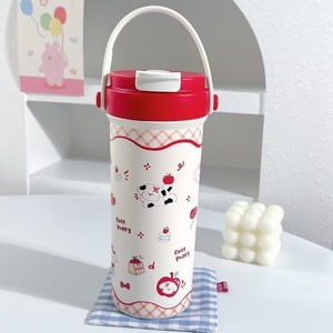 Copo Térmico Portátil e Fofo com Isolamento a Vácuo, Capacidade de 500ml, Estilo de Design de Desenho Animado para Viagens de Crianças, Bebidas de Café com Canudo - Product Image 3