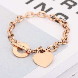 2024 High Quality <b>Trendy</b> New Design Custom Silver Color Gold Plated Stainless Steel Heart <b>Bracelet</b> for Unisex Gift - Product Image 6
