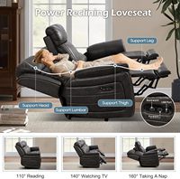 Canapé inclinable électrique 3 places Consofa en métal moderne, zéro gravité, appuie-tête réglable, charge sans fil, ports USB, table basse et porte-gobelets