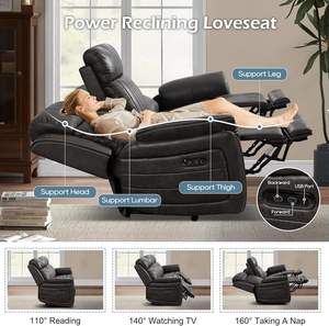 Consofa โซฟาปรับ3-Seater แรงได้, พนักพิงศีรษะไร้สายชาร์จ USB ที่วางถ้วยบนโต๊ะ - Product Image 5