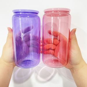 50pack Blank Sublimation Colorful 16oz <b>Beer</b> Soda Glass Can Elegant Shaped Drinking Glasses with Plastic Lids - Product Image 2