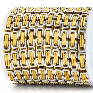 Cadena Bizantina Gruesa de Acero Inoxidable en Dos Tonos, Dorado y Plateado |   Diseño Robusto para la Fabricación de Joyería, Pulseras y Collares para Hombre - Product Image 4
