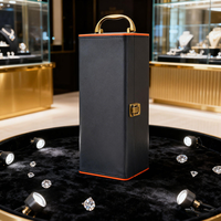 Coffret Cadeau Vin Personnalisé Vintage 1 Bouteille en Cuir PU Noir PVC Premium avec Poignée Classique en MDF pour Voyage et Stockage en Gros