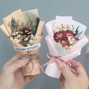 Arrangement de fleurs séchées naturelles préservées, mini bouquet unique, cadeaux de mariage en gros pour les invités - Product Image 4