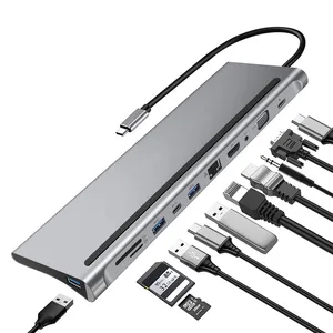 Hub Usb C Thiết Kế Mới Hub 12 Trong 1 Type C Hub Bộ Chuyển Đổi Đa Cổng USBC Cho Điện Thoại Thông Minh Mac Có Ethernet