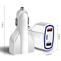 Chargeur de voiture multiport USB QC3.0 Type C 35W BK350, chargeur rapide pour téléphone portable, compatible avec iPhone et Samsung Galaxy