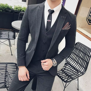 Trajes de Hombre 2026, Conjunto de 3 Piezas, Traje de Negocios para Oficina, Chaqueta + Chaleco + Pantalones, Premium, Un Botón, Solapa, Corte Entallado, Trajes de Caballero para Boda - Product Image 4