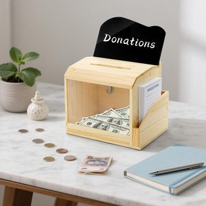 Wooden <b>Suggestion</b> <b>Box</b> With Acrylic Panel Lockable Storage <b>Box</b> For Donations And <b>Suggestions</b> - Product Image 1
