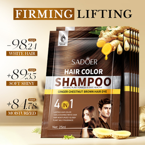 Shampoo colorant capillaire semi-permanent brun à base de gingembre naturel SADOER, marque privée, coloration instantanée, assombrissement rapide, à base de plantes - Product Image 2