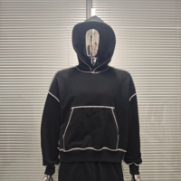 Sweat à capuche unisexe de luxe de haute qualité, coupe ample, hiver, broderie, surpiqûres contrastées, pull vierge à coutures inversées, OEM