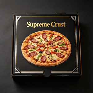 Boîte à <span class=keywords><strong>pizza</strong></span> en carton ondulé de qualité alimentaire, logo personnalisé imprimé, emballage jetable en papier pour <span class=keywords><strong>livraison</strong></span> de pizzas de 8, 10 et 12 pouces - Product Image 1