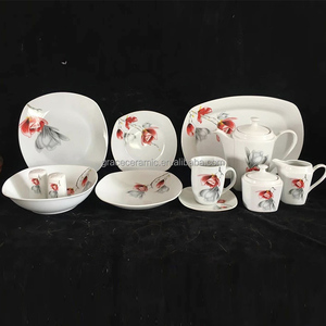 Juego de vajilla de cerámica al por mayor, restaurante, hotel, hogar, 58/66/120 Uds., juegos de vajilla hechos a medida, <span class=keywords><strong>porcelana</strong></span> real de lujo - Product Image 1