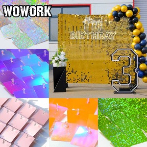 Wowork Đảng sạch lưới vàng bạc long lanh sequin ánh sáng lung linh gương tấm Tường <span class=keywords><strong>Backdrop</strong></span> cho sinh nhật đám cưới tổ chức sự kiện trang trí - Product Image 3