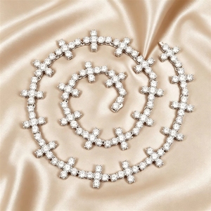 Colar de Joias Finas da Moda Cravejado com Moissanite e Diamantes, Prata Esterlina 925, 6mm, Corrente Tennis com Cruz - Product Image 6