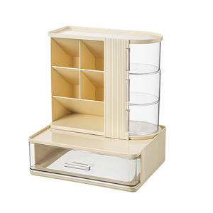 Organizador de Cosméticos de Escritorio con Cajones, Soporte de Plástico para Brochas de Maquillaje, Caja para Lápices de Sombra de Ojos y Papelería, Estante Multicapa - Product Image 3