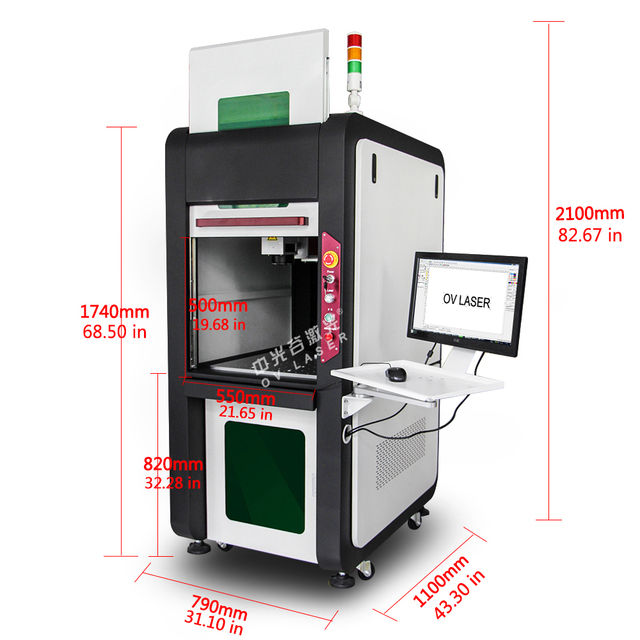 Class 1 Laser 50W Fiber Engraver Metal Engraving Logo Printing Machine Rotary Smoke Extractor Available