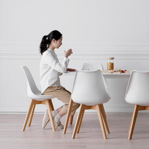 Modern <b>4</b>-Seater Restaurant <b>Set</b> Popular Sale MDF Wooden Table with <b>4</b> Seater Plastic <b>Dining</b> <b>Chair</b> for Hotels - Product Image 4