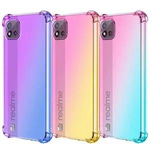 Shockproof Transparent Gradient Case For Realme GT C21Y 8 pro 8i C21 V11 C20 C17 7 X7 C15 C11 C3 Soft TPU back Cover