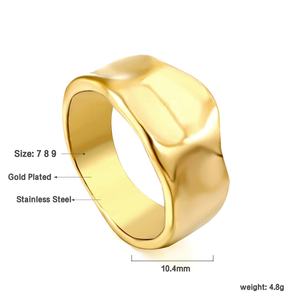 Trendy Custom Chunky 18K PVD Gold Plated Stainless Steel Jewelry Waterproof <b>Finger</b> Double Layer Curve Open <b>Rings</b> for Women - Product Image 3