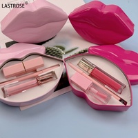 Kit de Rouge à Lèvres 3-en-1 : Huile à Lèvres, Gloss Liquide, Crayon Contour des Lèvres Marron, Emballage Rose en Forme de Bouche, Végan, Marque Privée, Ensemble Combo Lèvres